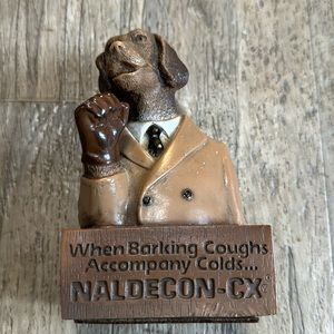 Vintage Naldecon-CX Pharmaceutical Barking Cough Dog Advertising Figure
